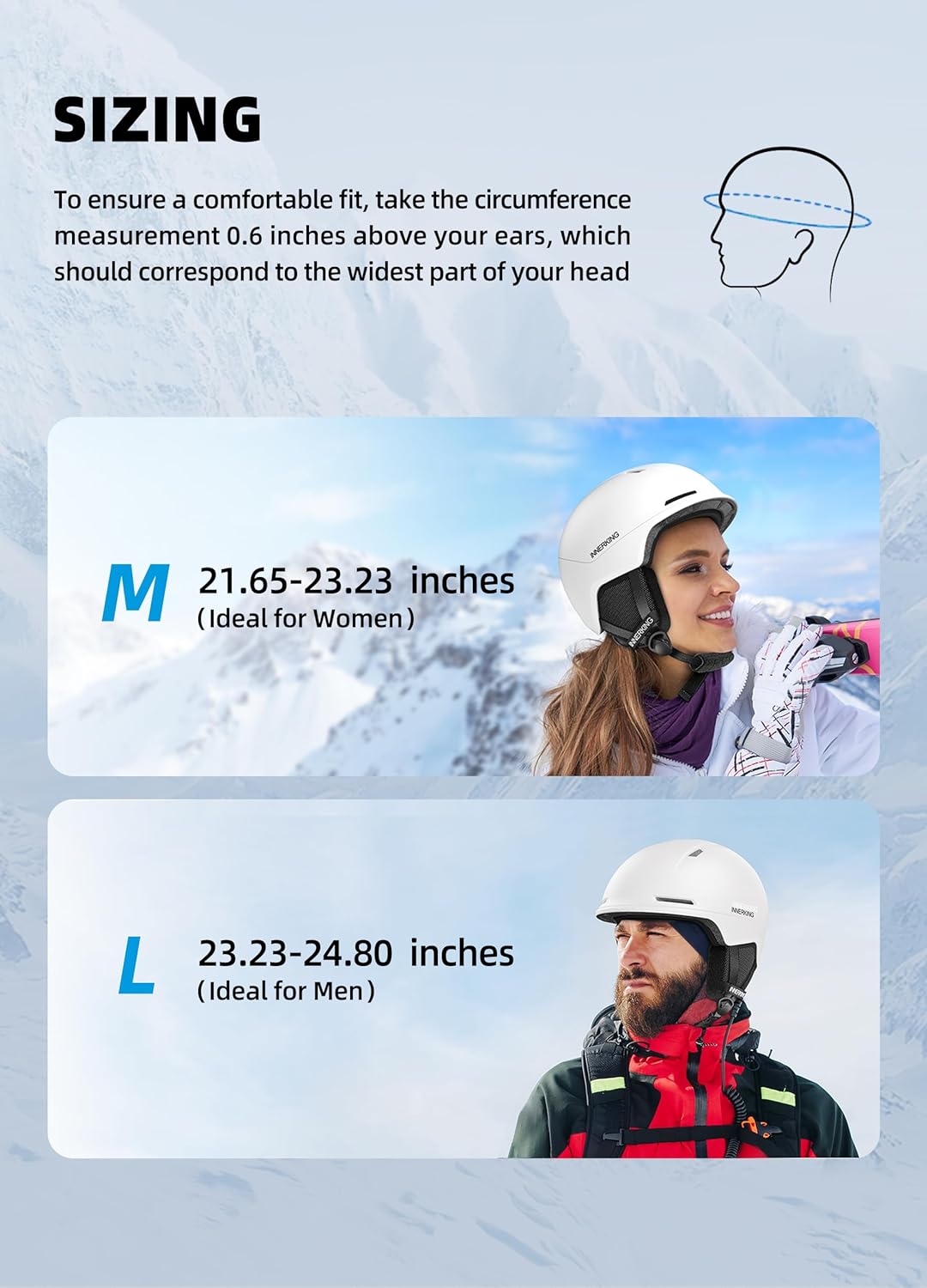 InnerKing Ski & Snow Sports Helmet Set White