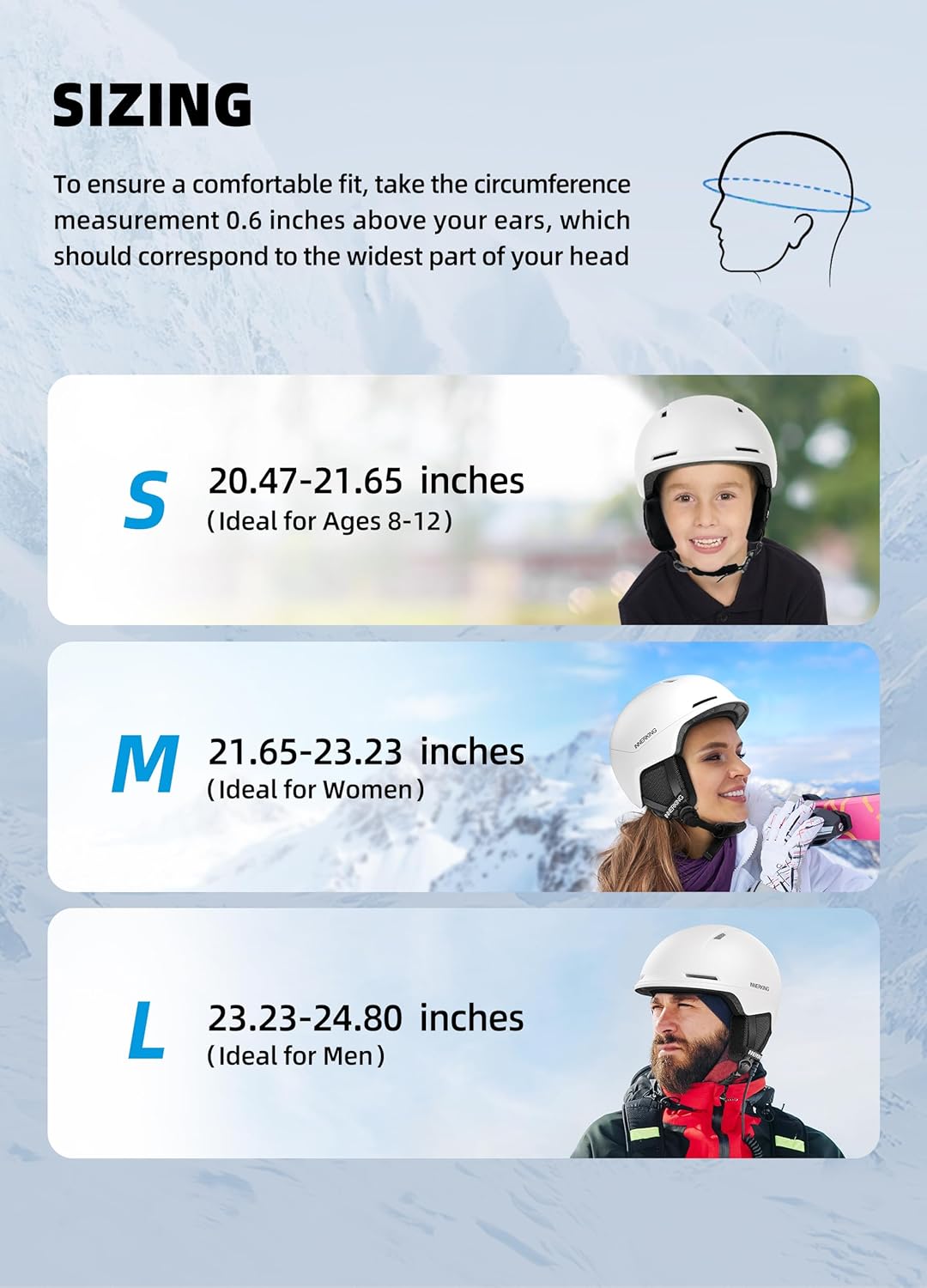 InnerKing Adult Ski & Snowboard Helmet White