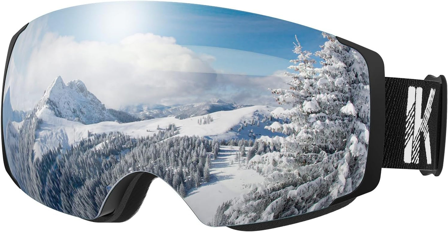 InnerKing OTG Ski Goggles – Magnetic Interchangeable Lens,Anti-Fog Snowboard Goggles for Men, Women & Youth