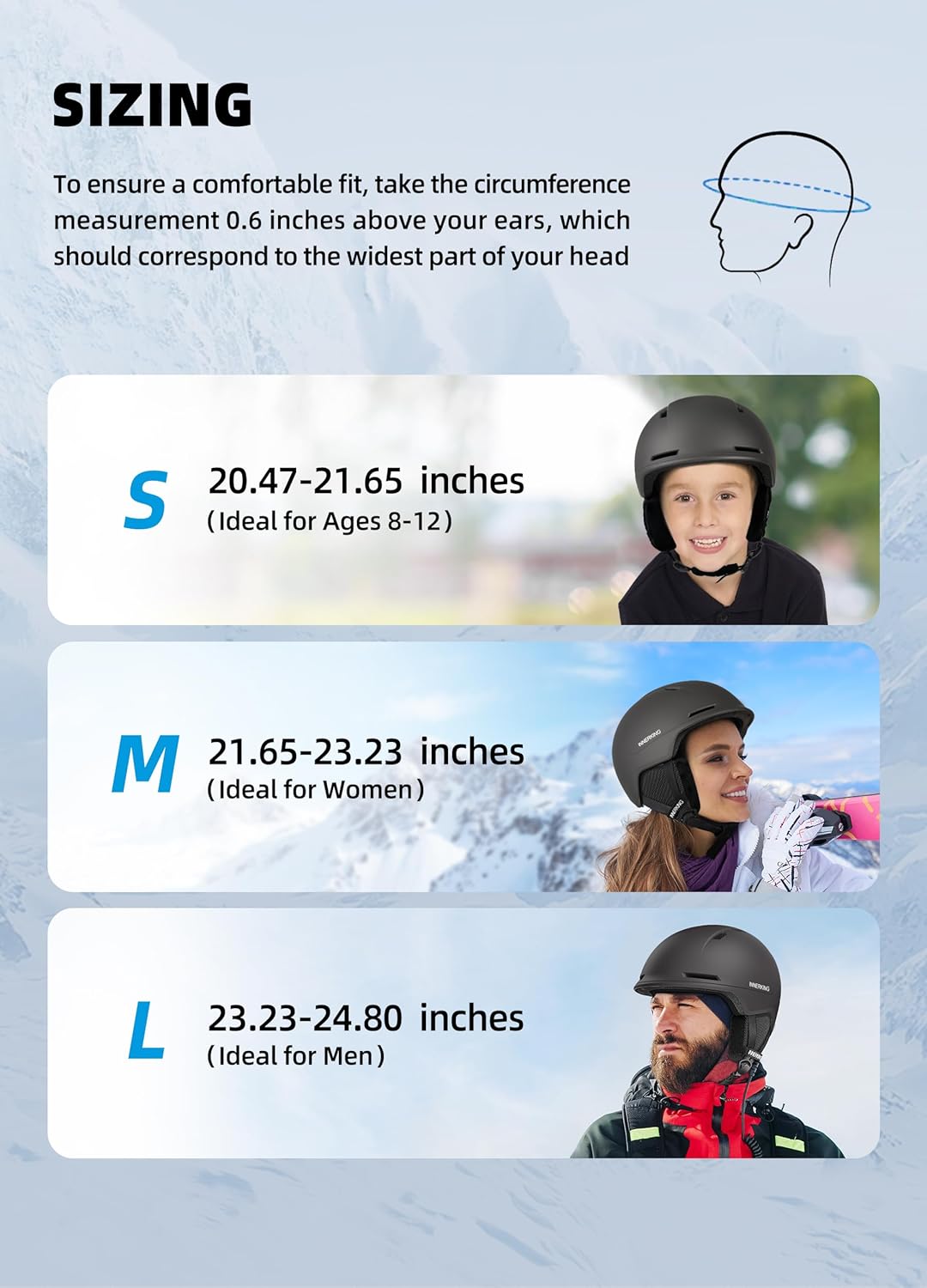 InnerKing Adult Ski & Snowboard Helmet Black