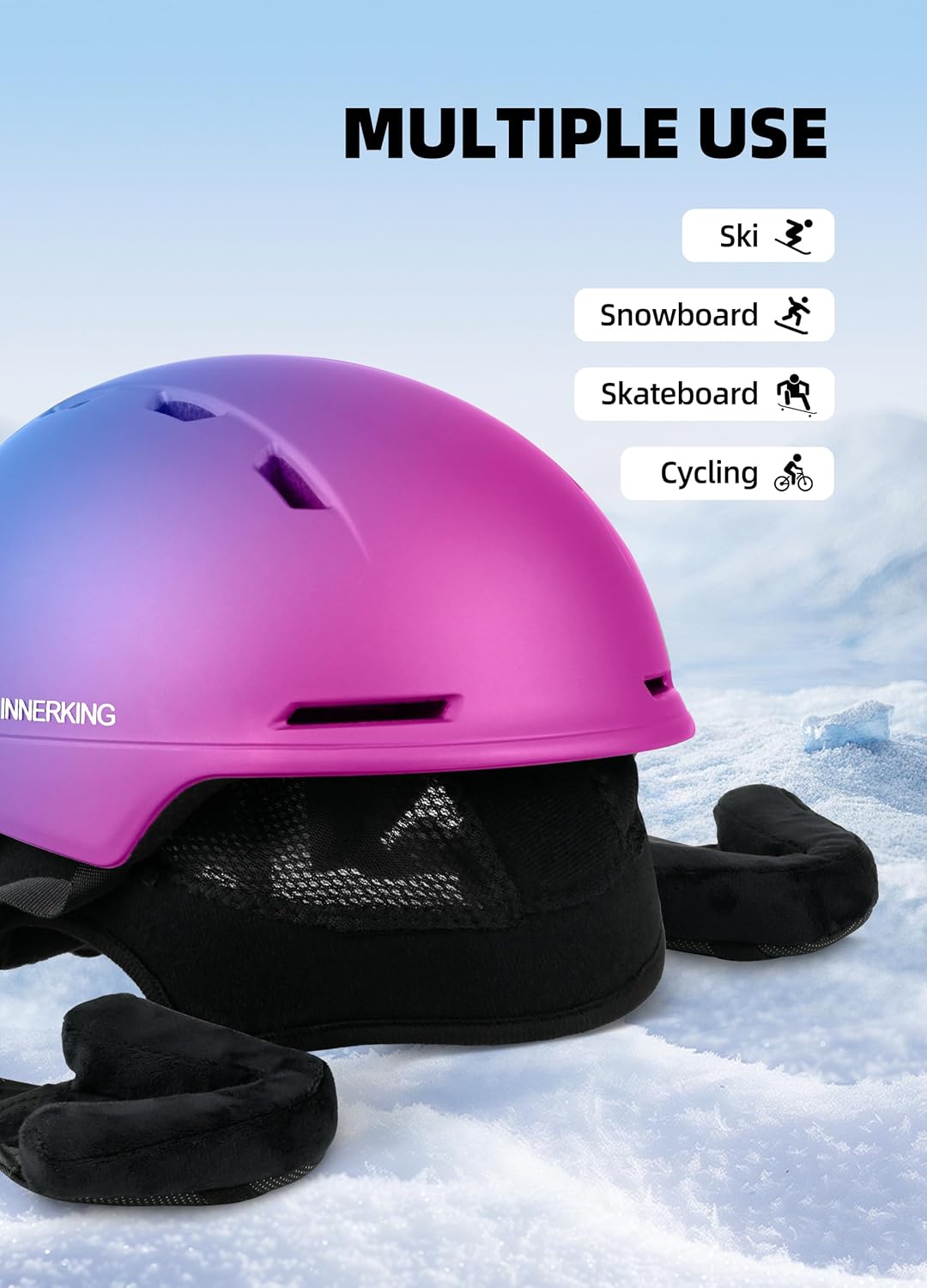 InnerKing Adult Ski & Snowboard Helmet Gradient Purple Blue
