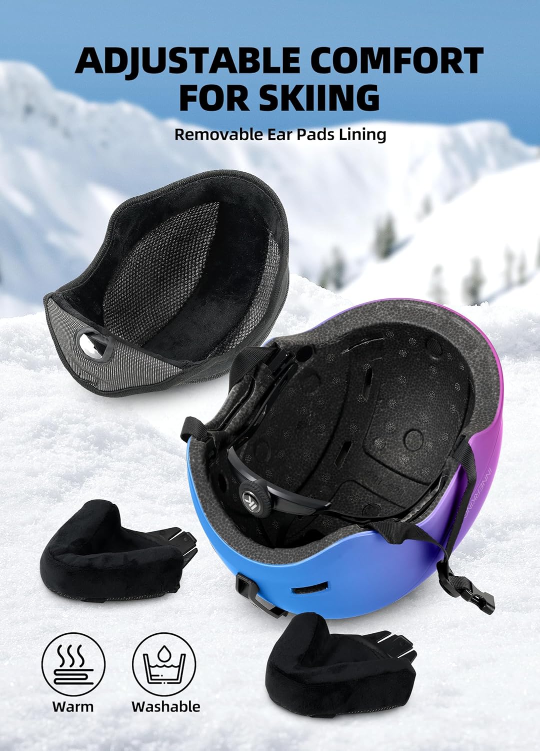 InnerKing Adult Ski & Snowboard Helmet Gradient Purple Blue