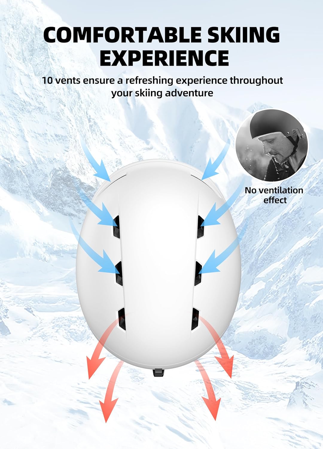 InnerKing Adult Ski & Snowboard Helmet White