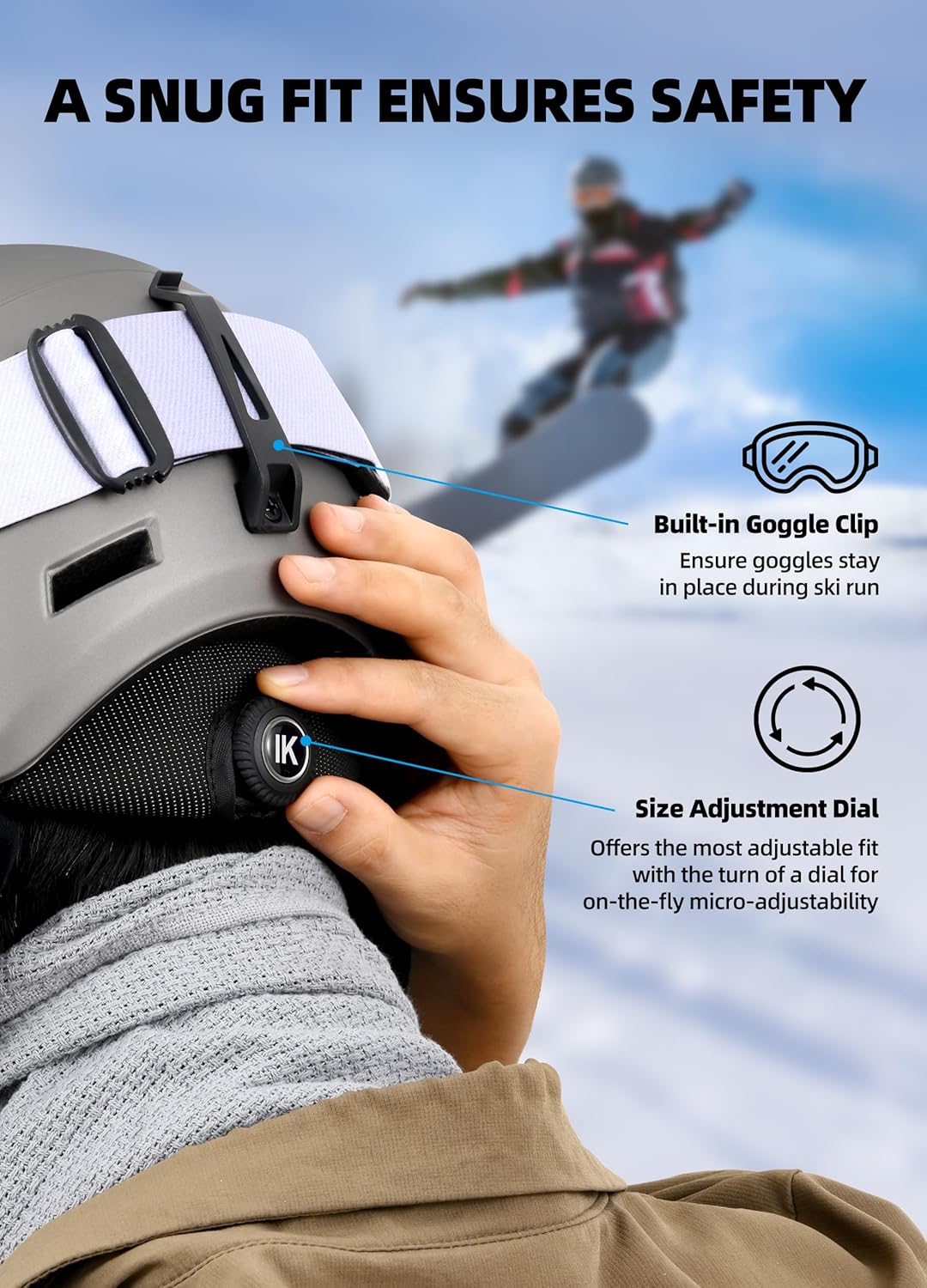 InnerKing Adult Ski & Snowboard Helmet Grey