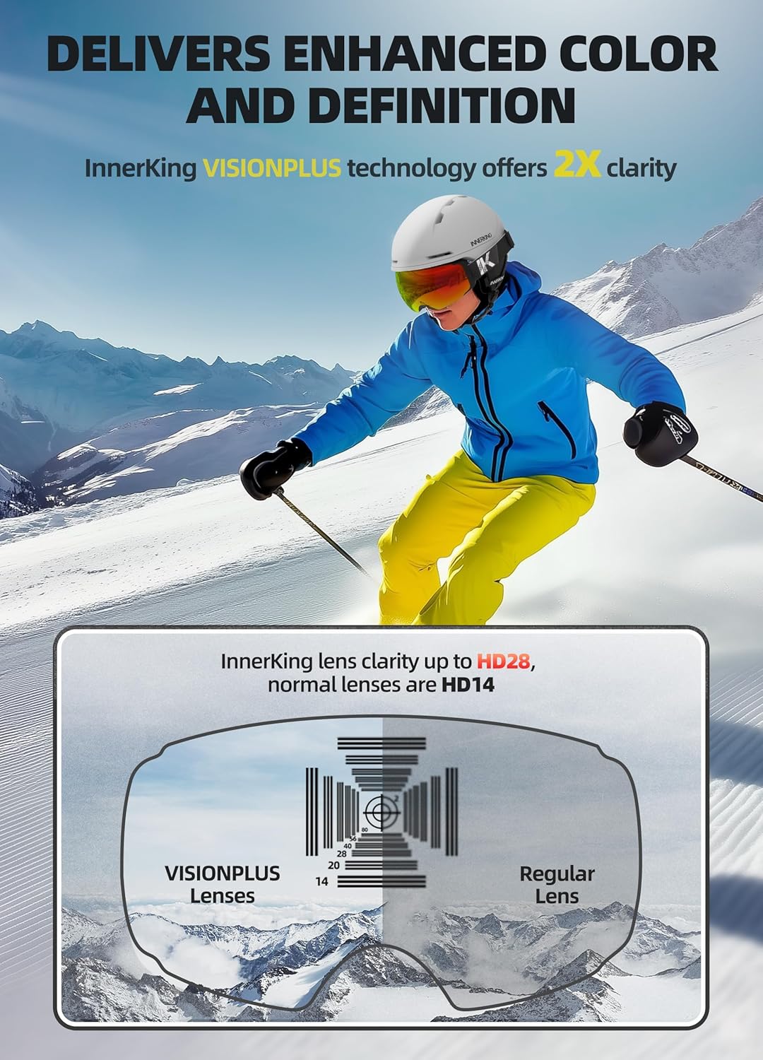 InnerKing OTG Ski Goggles – Magnetic Interchangeable Lens,Anti-Fog Snowboard Goggles for Men, Women & Youth