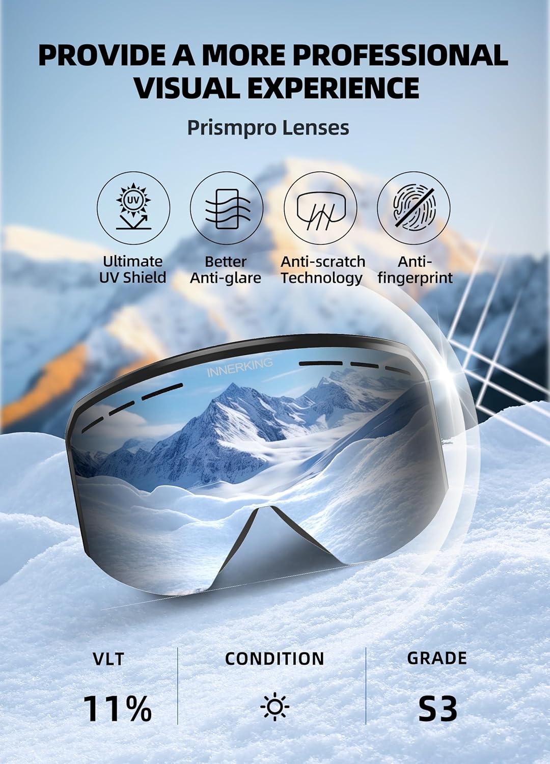 InnerKing OTG Ski & Snowboard Goggles