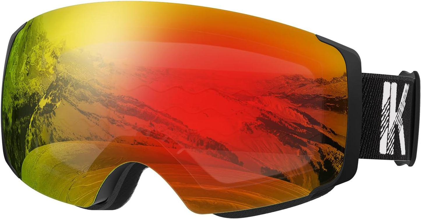 InnerKing OTG Ski Goggles – Magnetic Interchangeable Lens,Anti-Fog Snowboard Goggles for Men, Women & Youth
