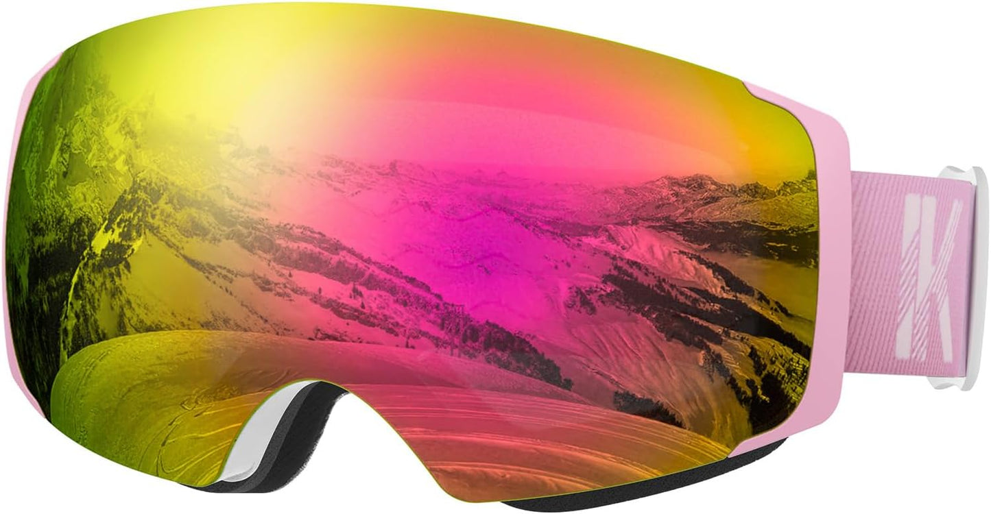 InnerKing OTG Ski Goggles – Magnetic Interchangeable Lens,Anti-Fog Snowboard Goggles for Men, Women & Youth