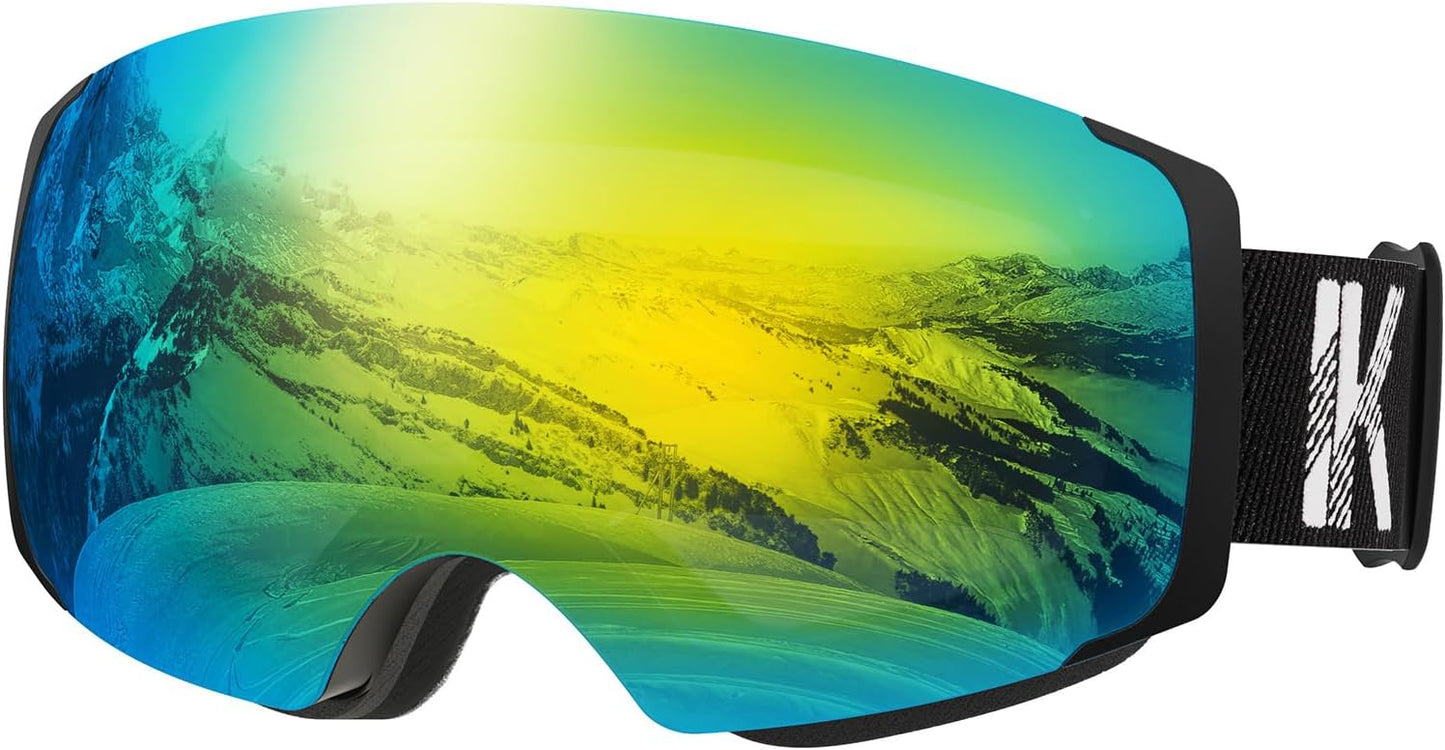 InnerKing OTG Ski Goggles – Magnetic Interchangeable Lens,Anti-Fog Snowboard Goggles for Men, Women & Youth