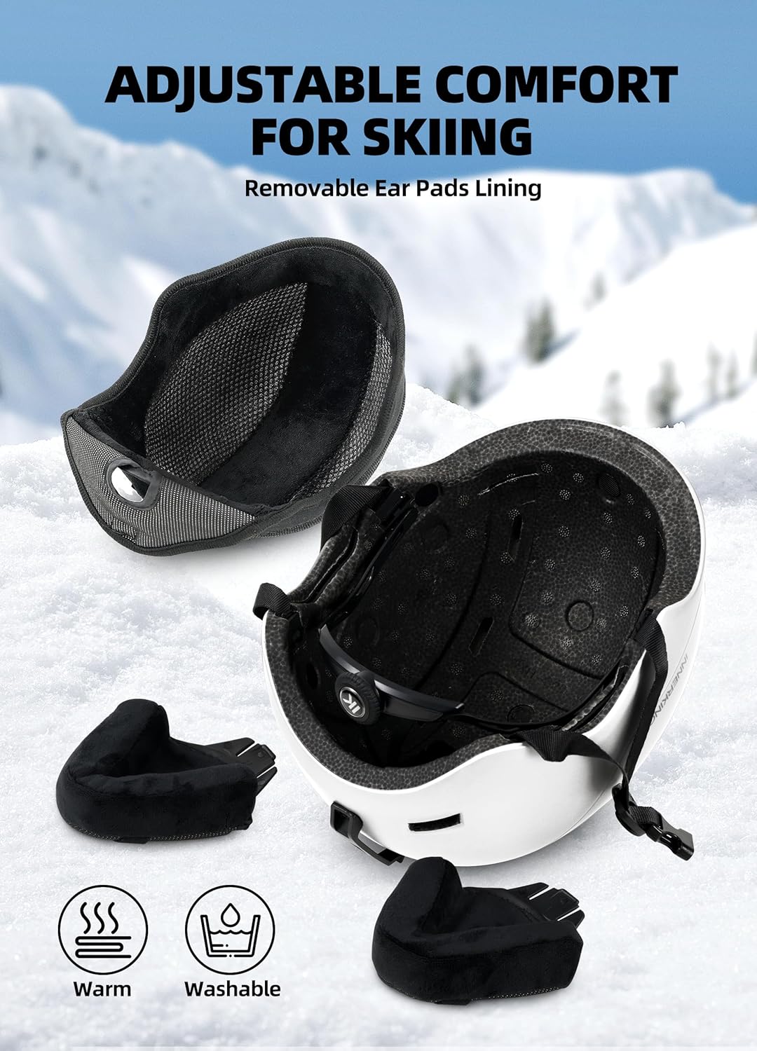 InnerKing Adult Ski & Snowboard Helmet White