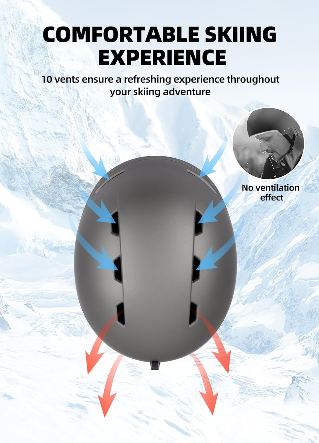 InnerKing Adult Ski & Snowboard Helmet Grey