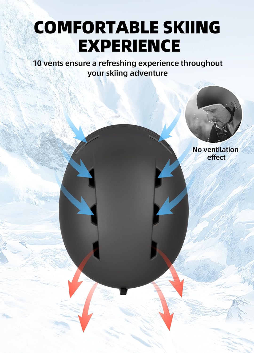 InnerKing Adult Ski & Snowboard Helmet Black