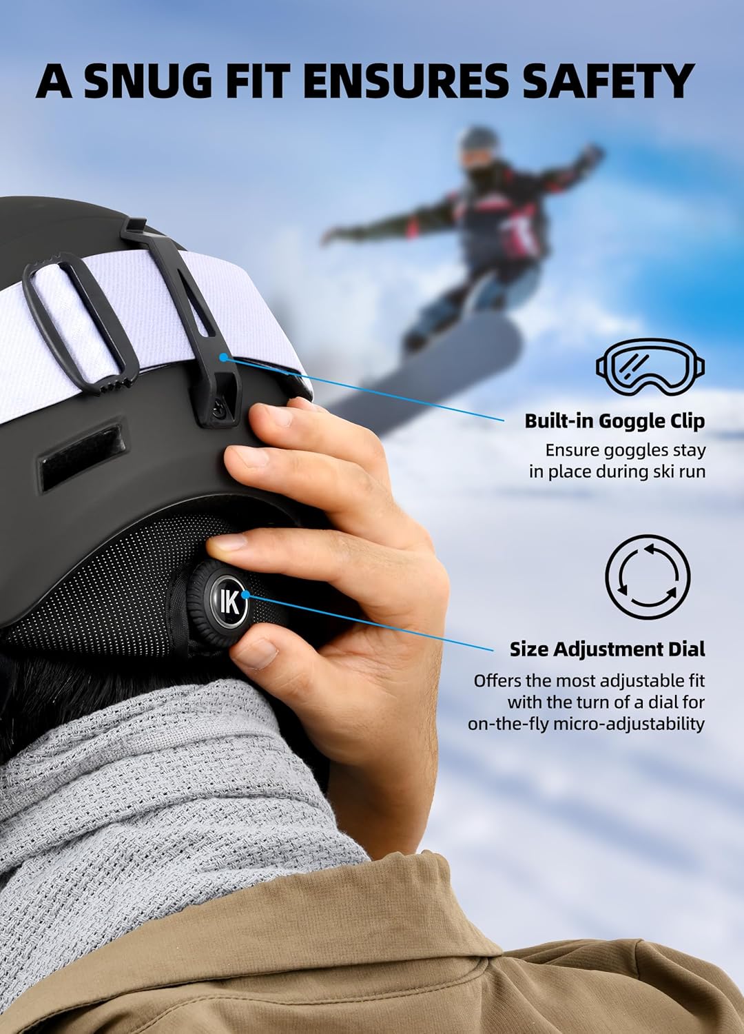 InnerKing Adult Ski & Snowboard Helmet Black