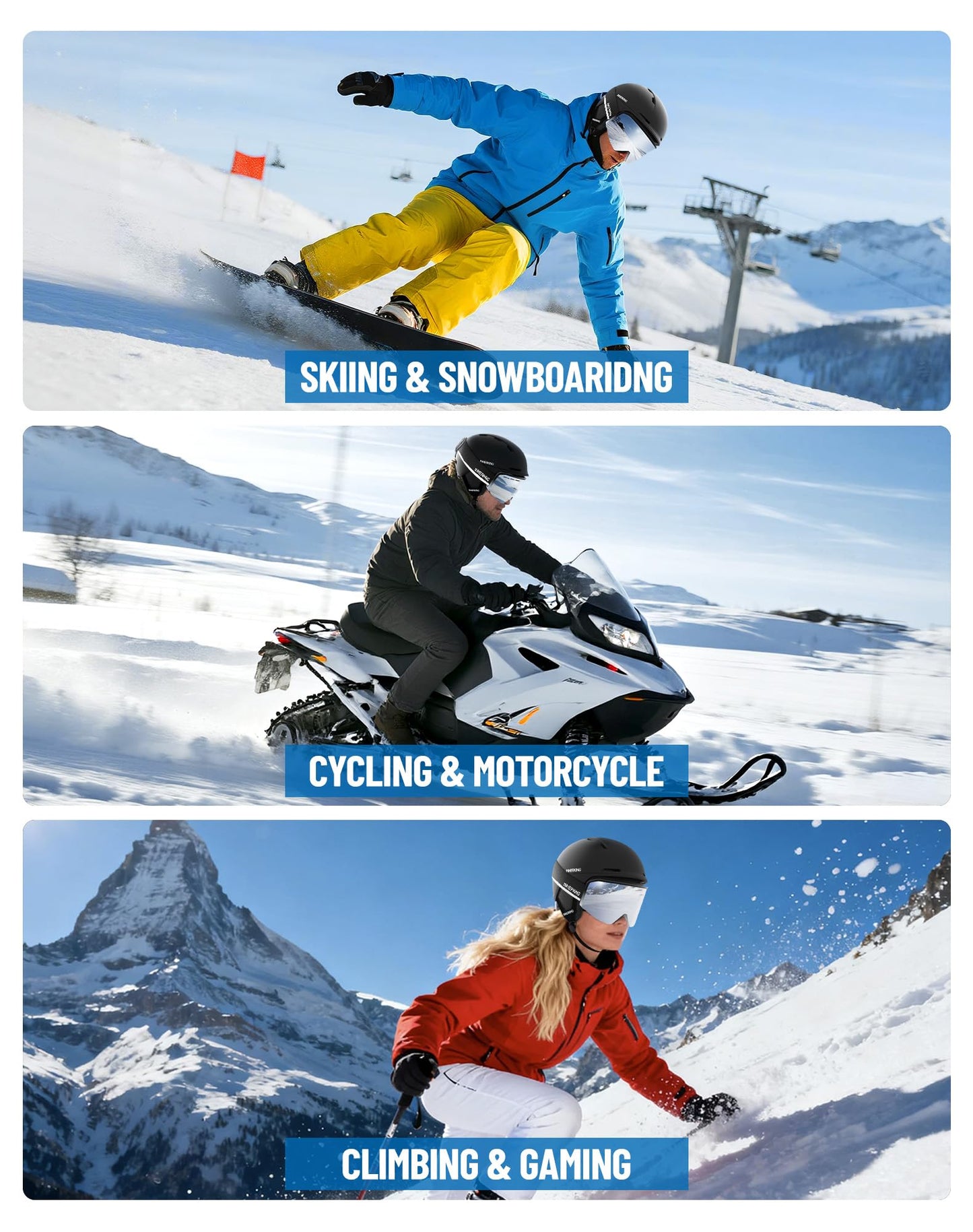 InnerKing HD Anti-Fog OTG Ski Goggles