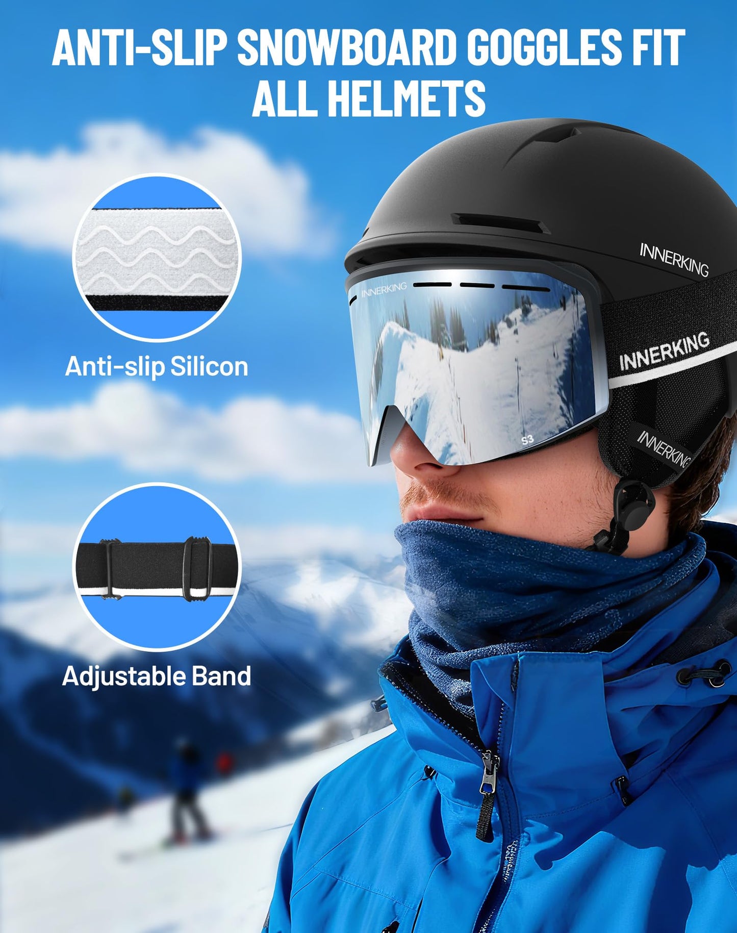 InnerKing HD Anti-Fog OTG Ski Goggles