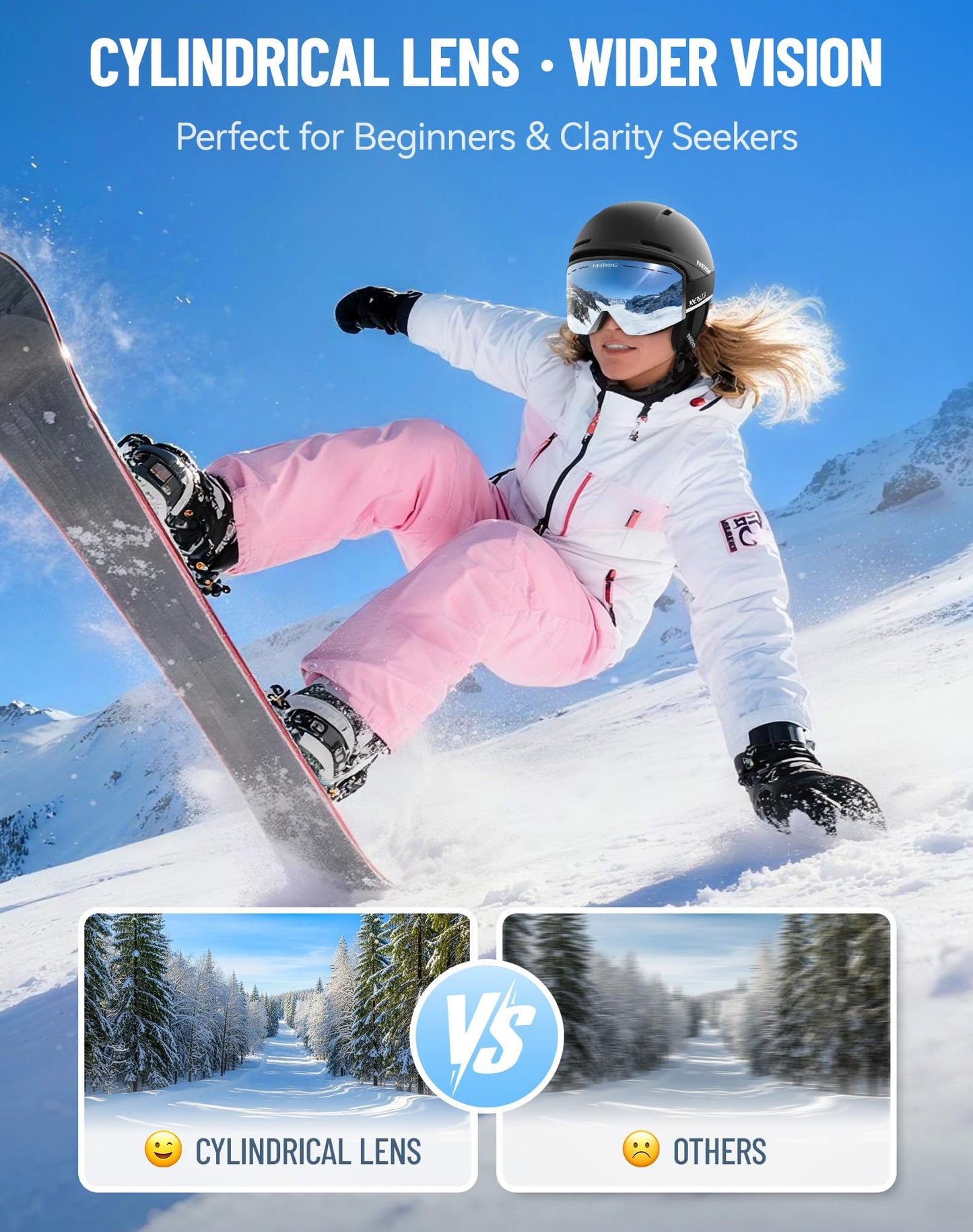 InnerKing HD Anti-Fog OTG Ski Goggles