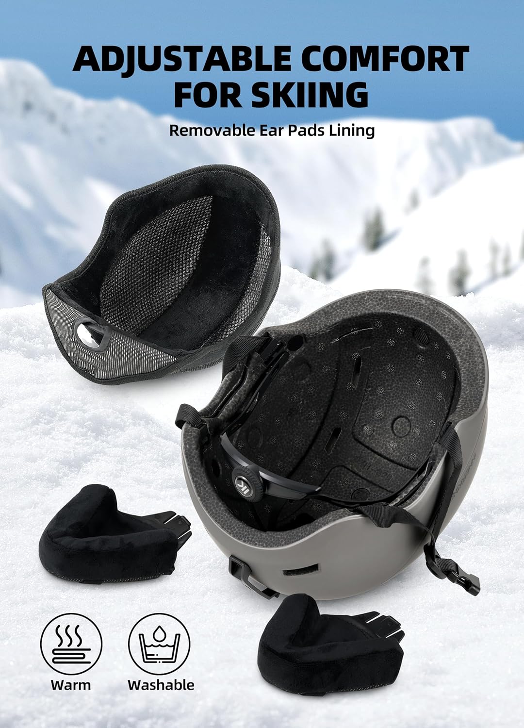 InnerKing Adult Ski & Snowboard Helmet Grey