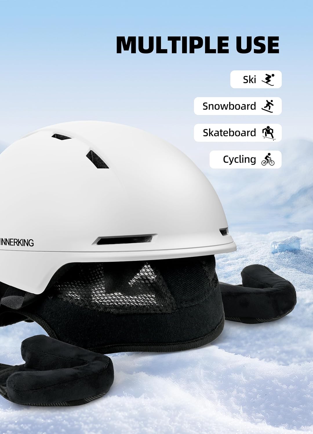 InnerKing Adult Ski & Snowboard Helmet White