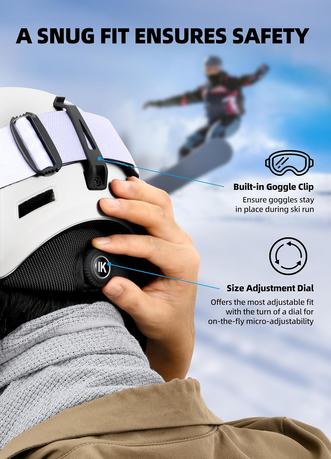 InnerKing Adult Ski & Snowboard Helmet White