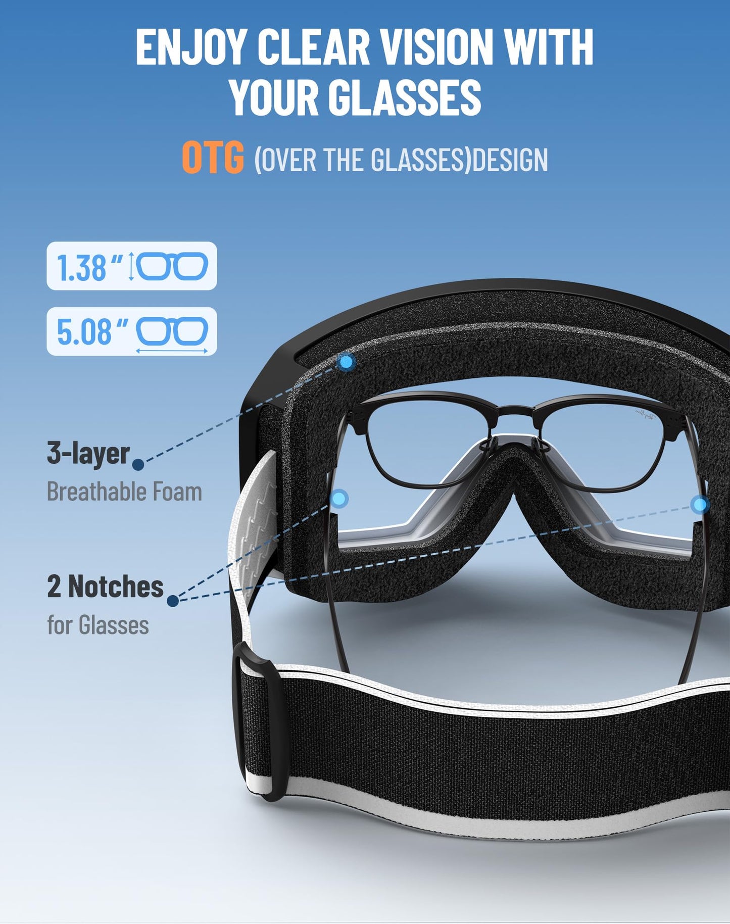 InnerKing HD Anti-Fog OTG Ski Goggles