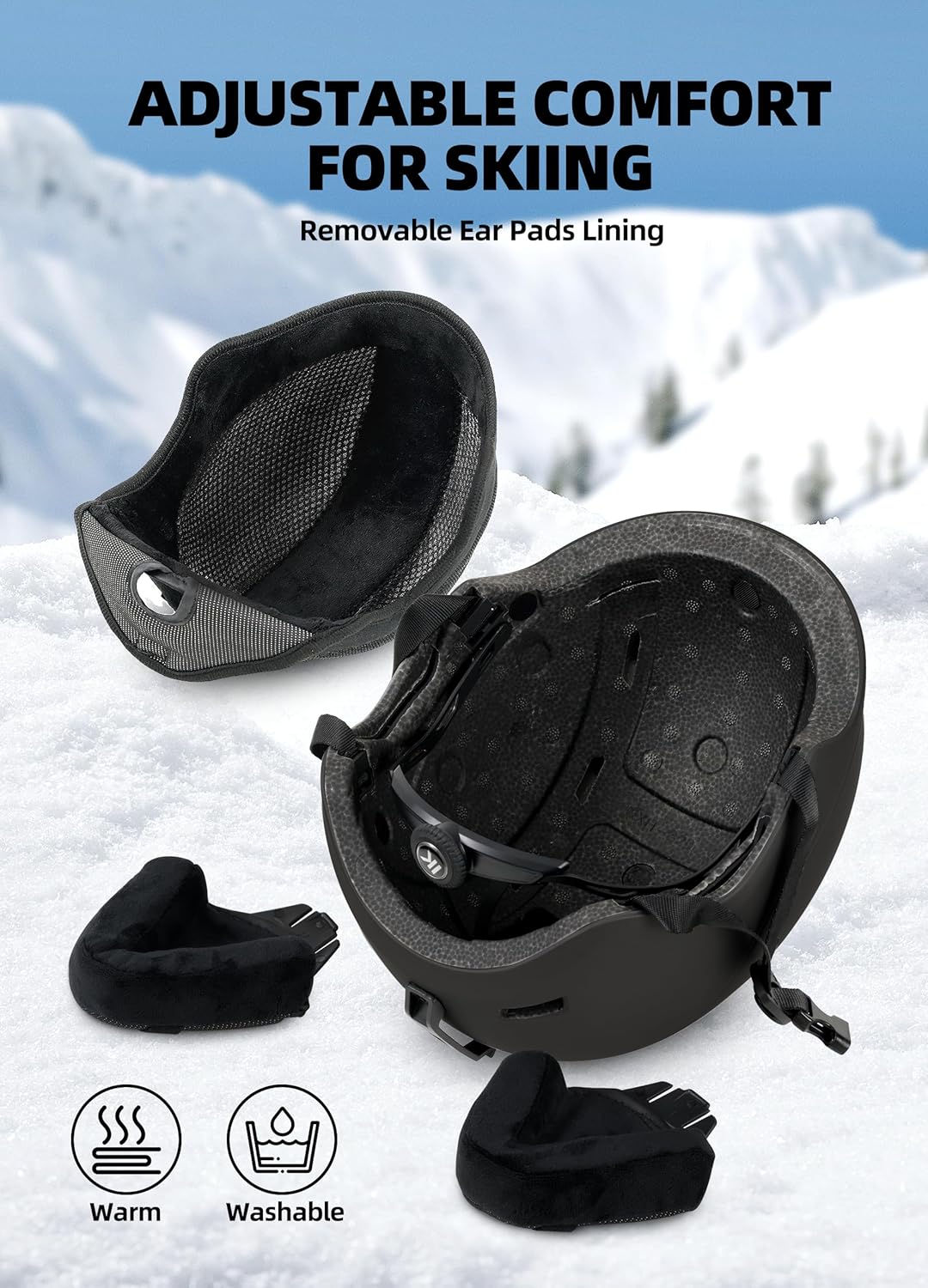 InnerKing Adult Ski & Snowboard Helmet Black